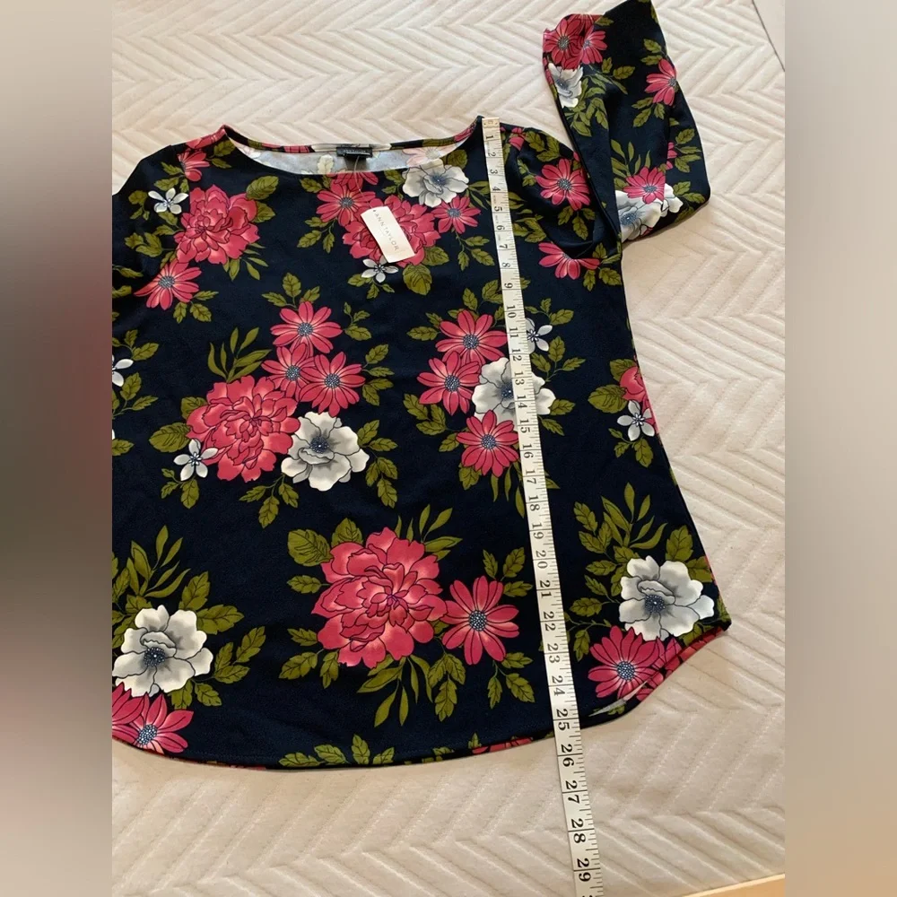 NWT Ann Taylor Factory 3/4 Sleeve Floral Blouse Size‎ Large Elegant Feminine